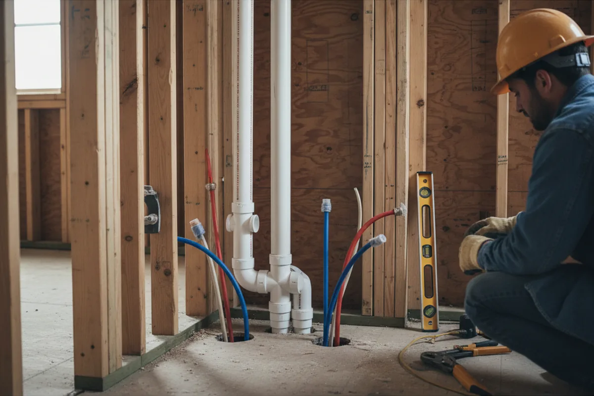 Drain and supply rough-in during Drain Cleaning in Center Rutland