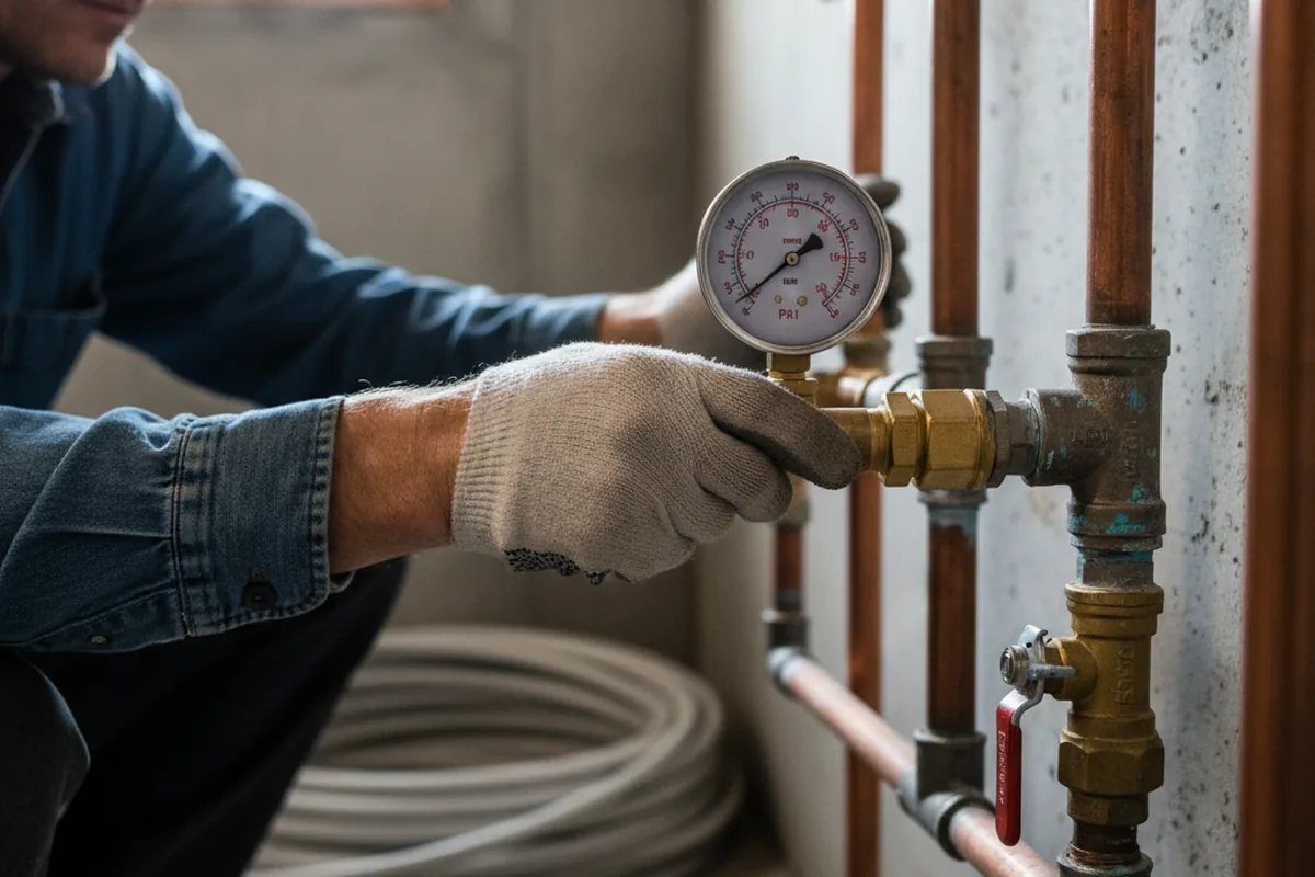 Pressure testing a repaired line during Water Line Repair in Center Rutland